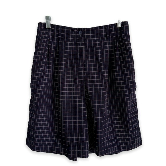 VTG Haley Women's Golf Shorts Size 10 Navy Pink Check Slash Pockets Back Pocket - Picture 1 of 9